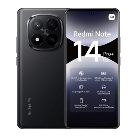 Redmi Note 14 Pro+ 5G 12+256GB Midnight Black – Premium Performance & Sleek Design