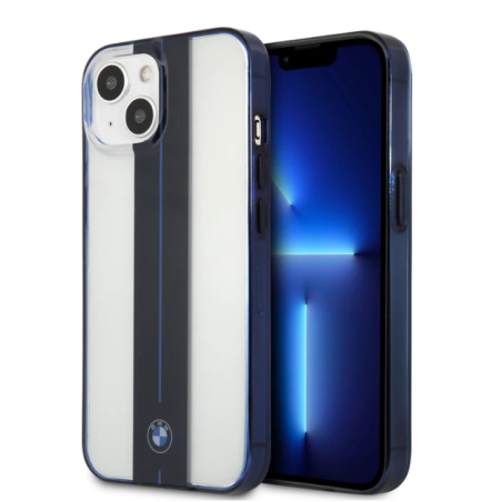 BMW HC PC/TPU NAVY MIDDLE STRIPE TRANSP IP13 PRO