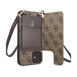 GUESS HC CROSSBODY CORD 4G PRINT BROWN IP15 PRO MAX