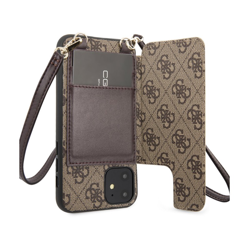 GUESS HC CROSSBODY CORD 4G PRINT BROWN IP15 PRO MAX