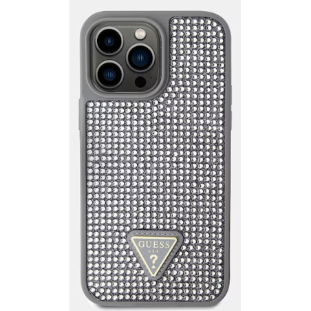 GUESS HC RHINESTONE TRIANGLE SILVER IP15 PRO MAX